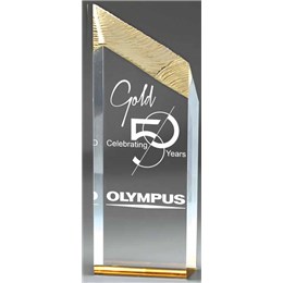 Custom Gold Recognition award with laser engraving and 50 years of service recognition